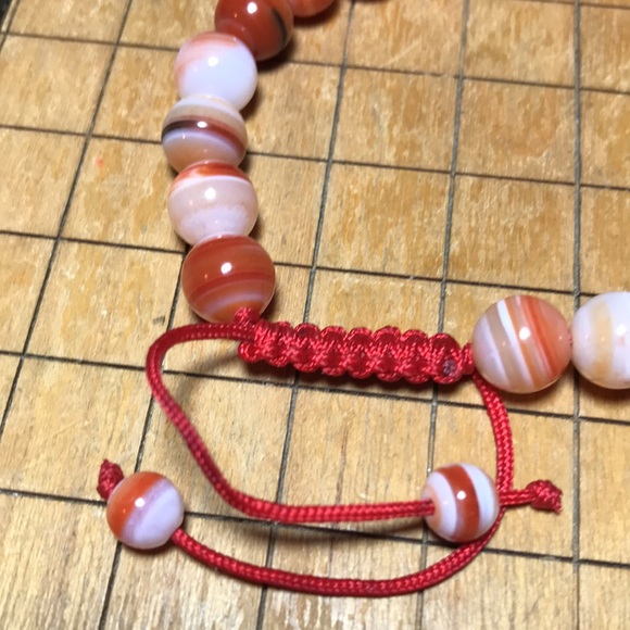 Semiprecious Crystal Stone Banded Carnelian Agate Ball Beads Bracelet 7 to 10”L - Picture 10 of 16
